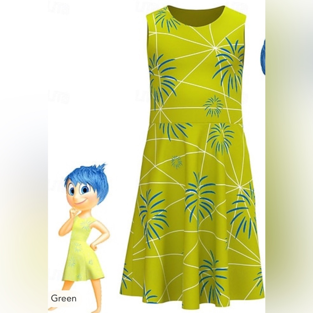 Joy from Inside Out inspired Dress Costume and Blue Wig